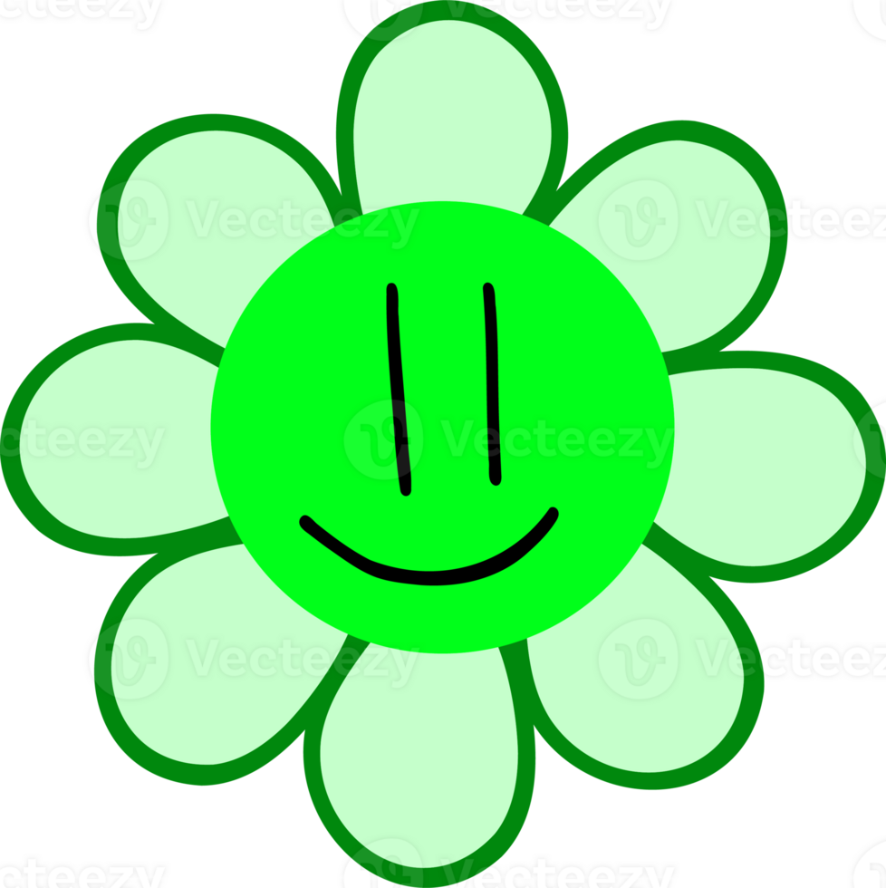 Groovy flower with smile png