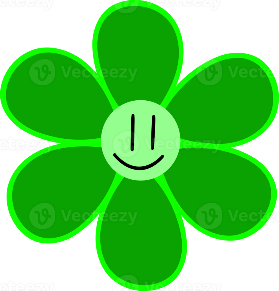 Groovy flower with smile png