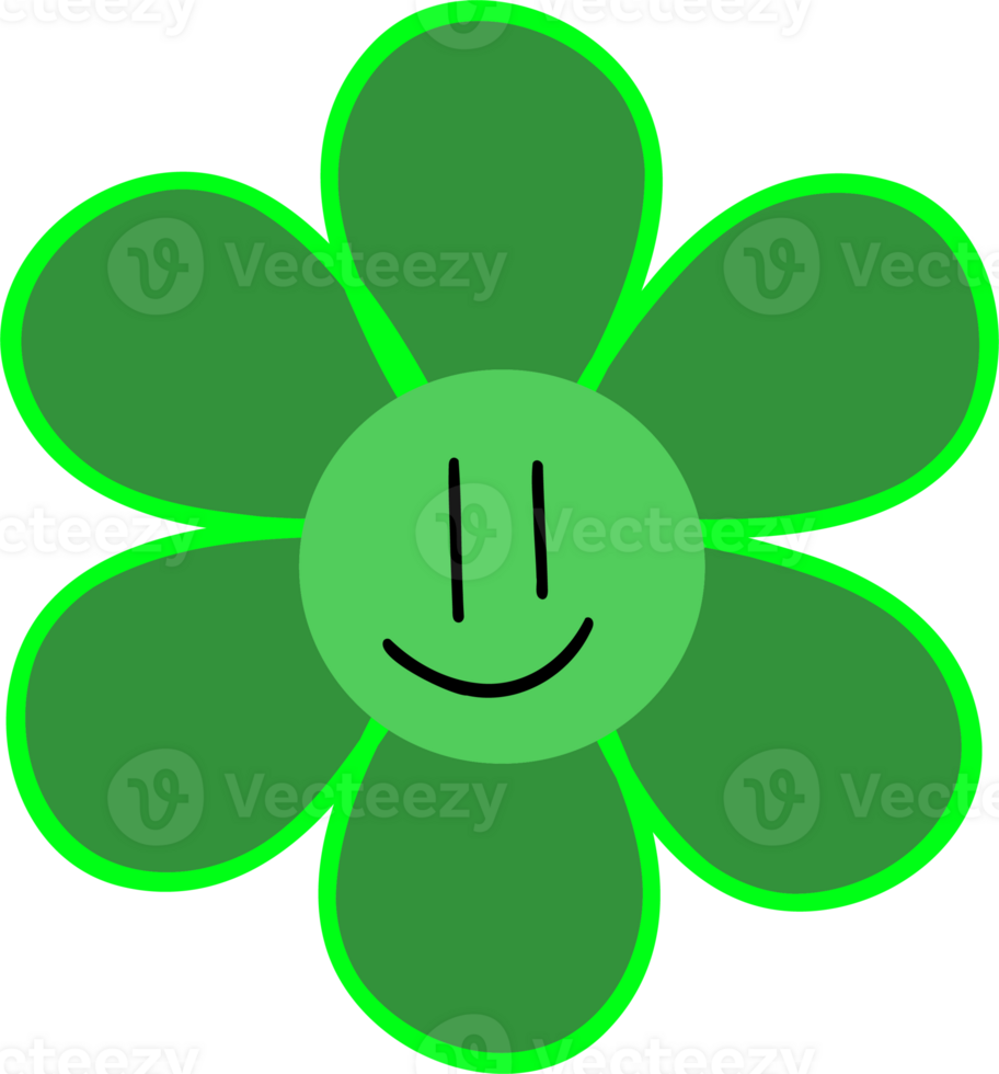 Groovy flower with smile png