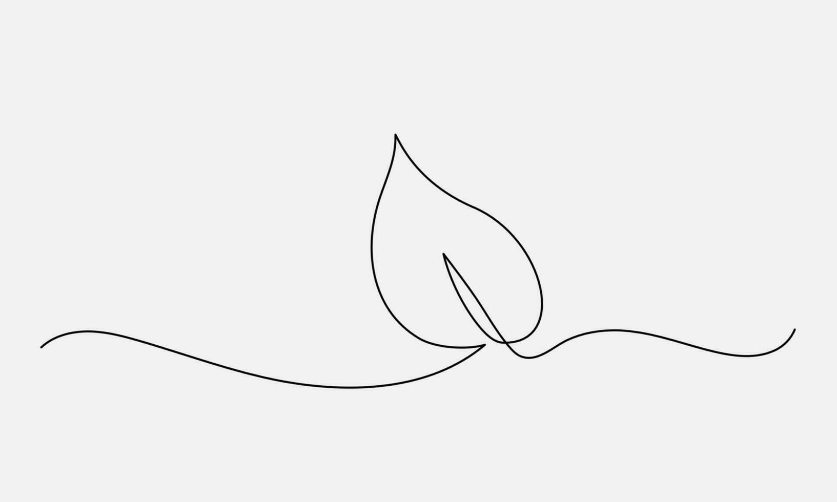 Hand drawn leaf. Plant of one line. Countour, stylixed, sketch of  sprout. Vector illustration