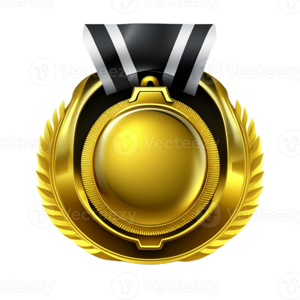 Golden medal isolated on transparent png