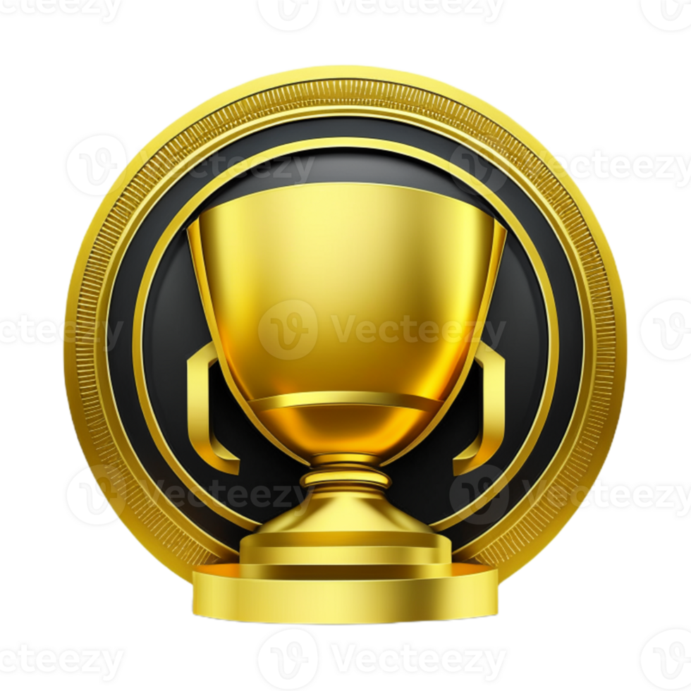 Golden medal isolated on transparent png