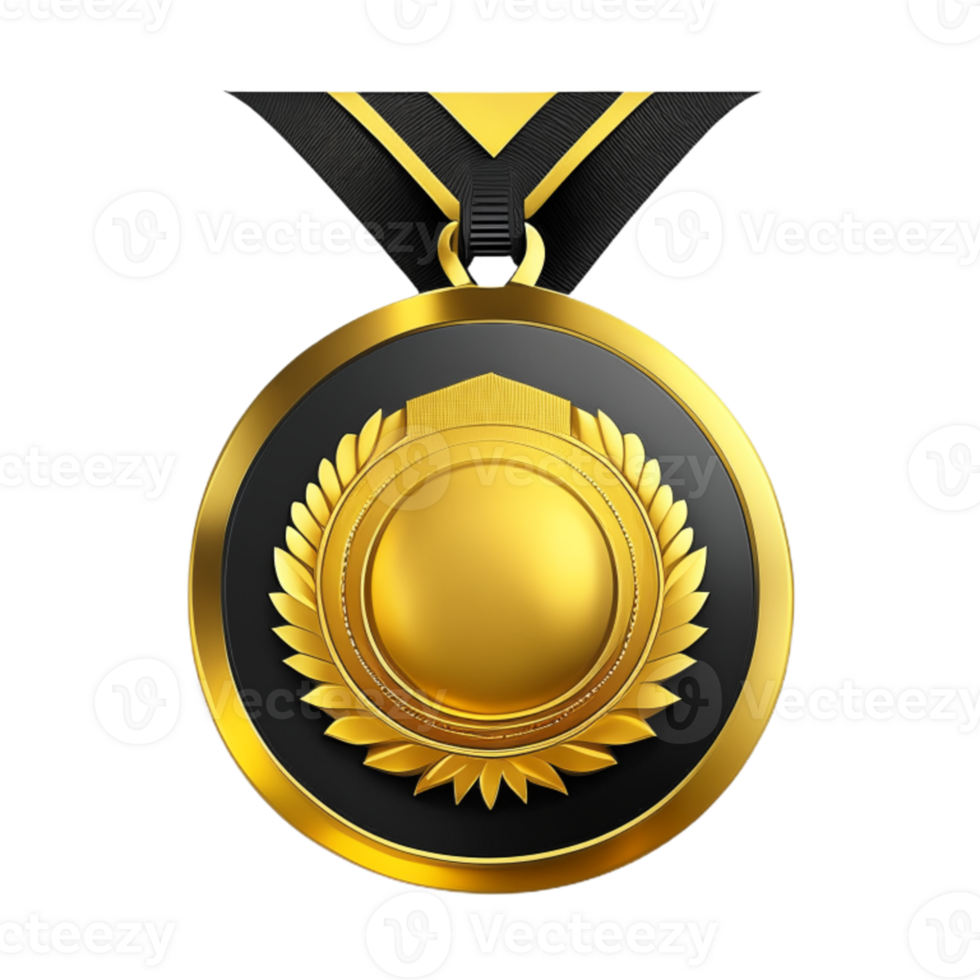 Golden medal isolated on transparent png