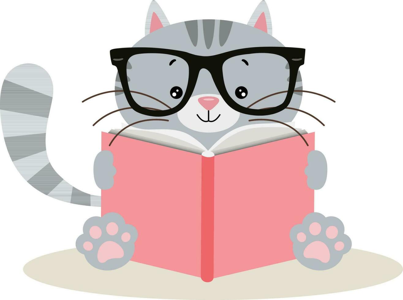 Cute cat sitting reading a book vector