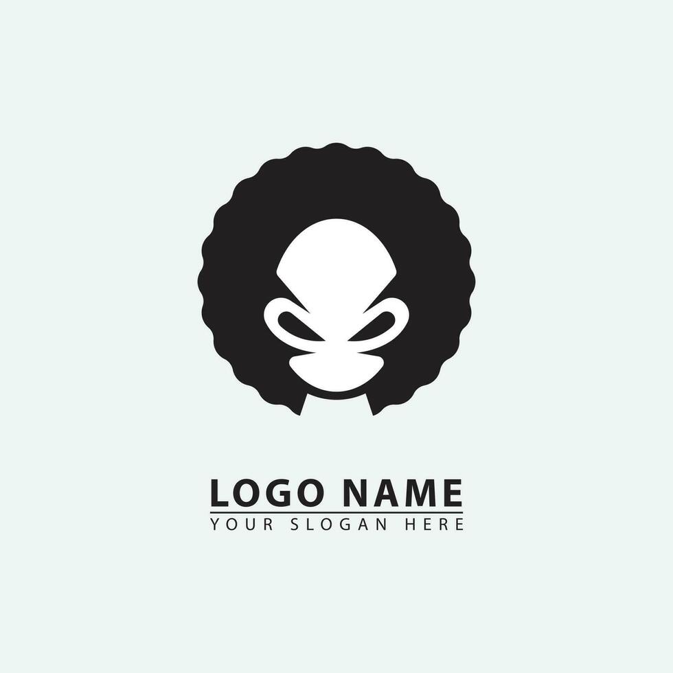 elegant alien frizzy hair logo icon. vector