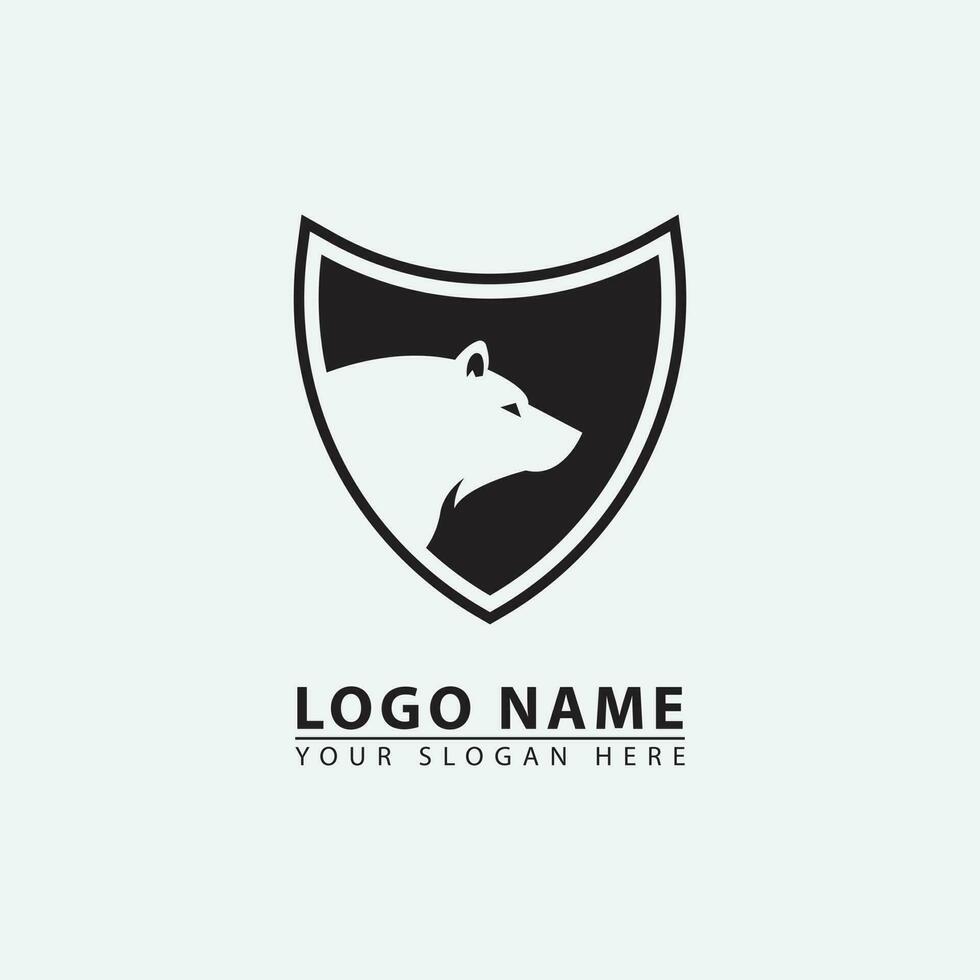 elegant bear shield logo icon. vector