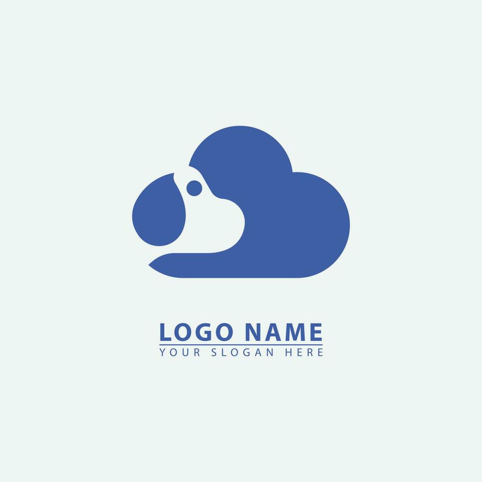 elegant cloud pet dog logo icon. vector