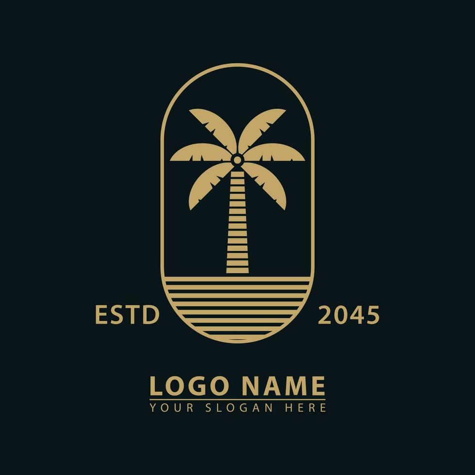 elegant coconut beach logo icon. vector