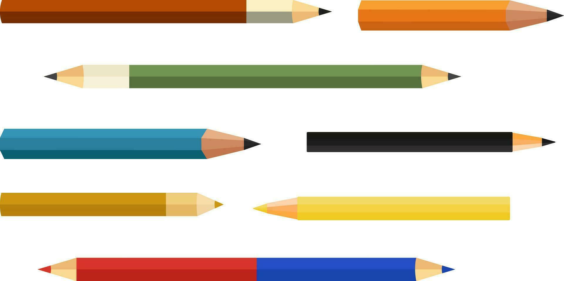 stationery, stationery and school, office supplies, pencils, colored pencils, simple pencils, a large set vector