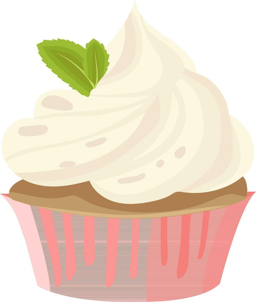 biscuit cake, vanilla cupcake, muffin, dessert, soft cream, butter cream, butter cream, mint vector