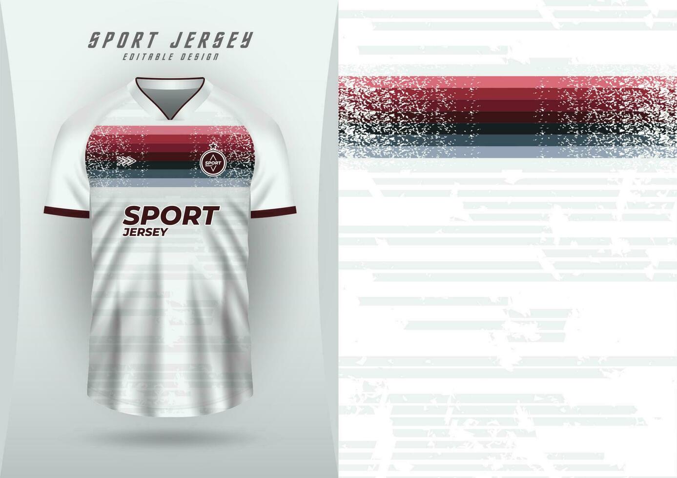 Deportes antecedentes para jersey, fútbol jersey, corriendo jersey, carreras jersey, blanco patrón, rojo azul grano raya con diseño. vector