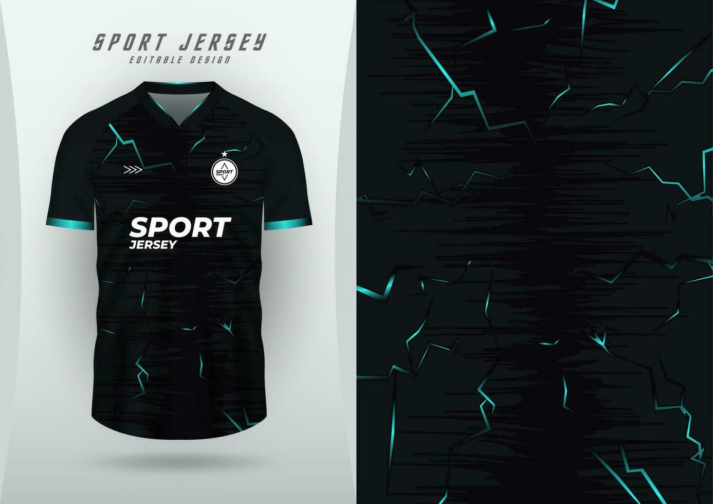 Background for sports jersey, soccer jersey, running jersey, racing jersey, lightning pattern, black gradient with design. vector