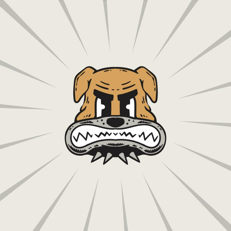 cartoon dog head illustration in vintage style vector