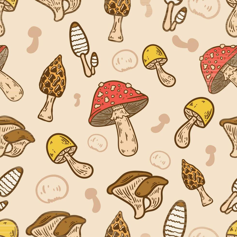 seamless pattern vintage mushroom vector