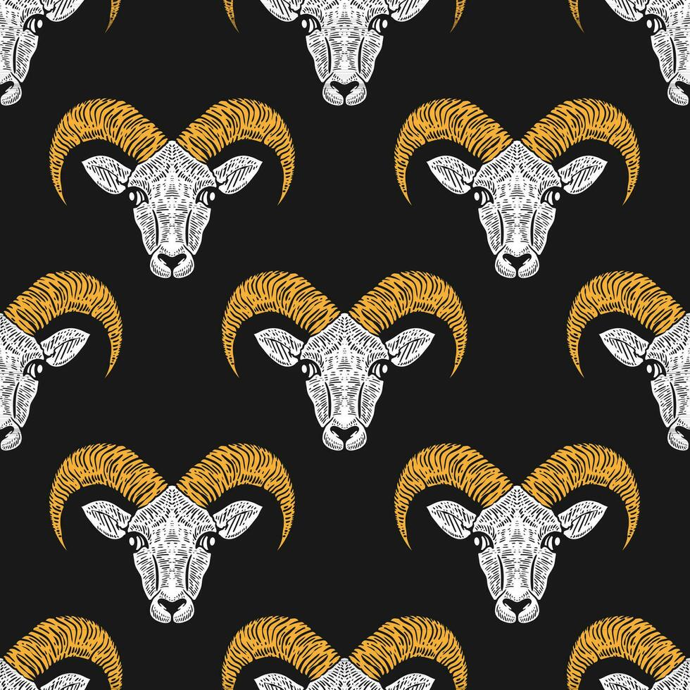 head seamless pattern monochrome style vector