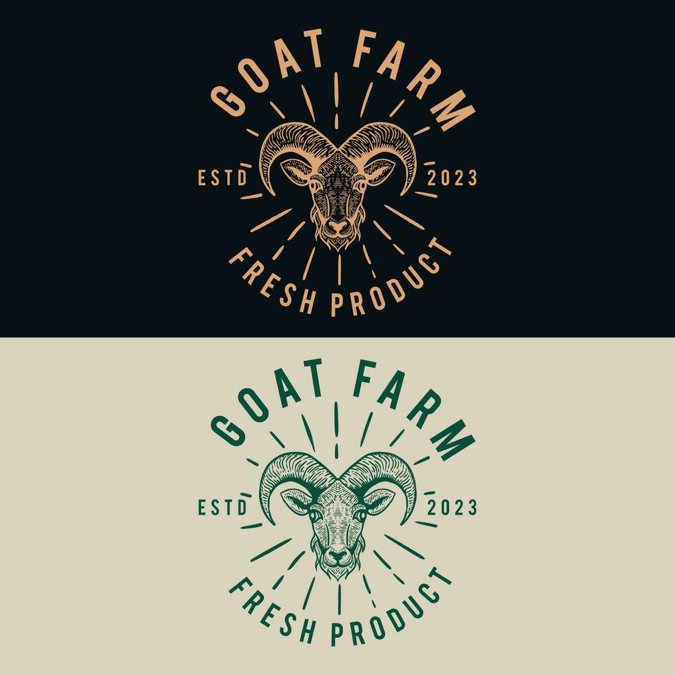 goat head vintage logo in different color vector