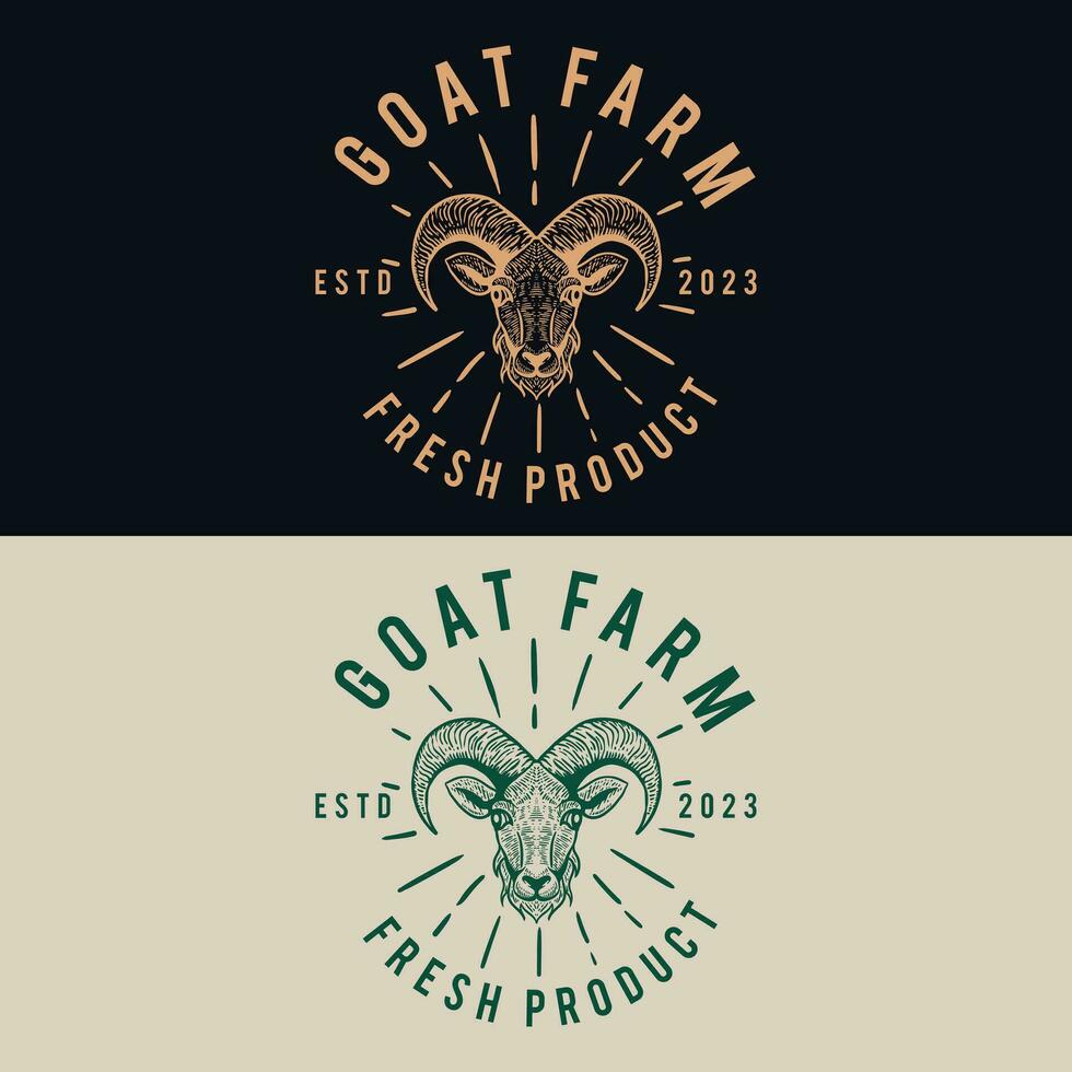 goat head vintage logo in different color vector