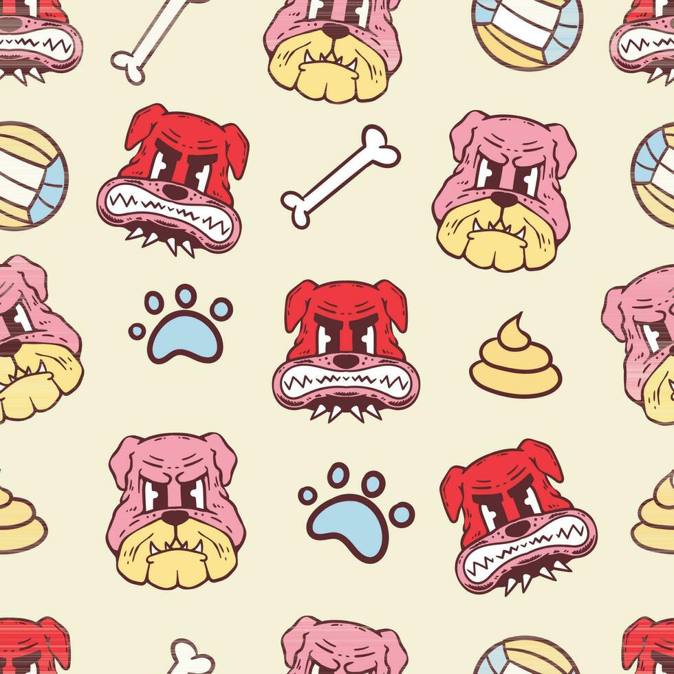 hand drawn dog doodle seamless pattern in vintage styleBasic RGB vector