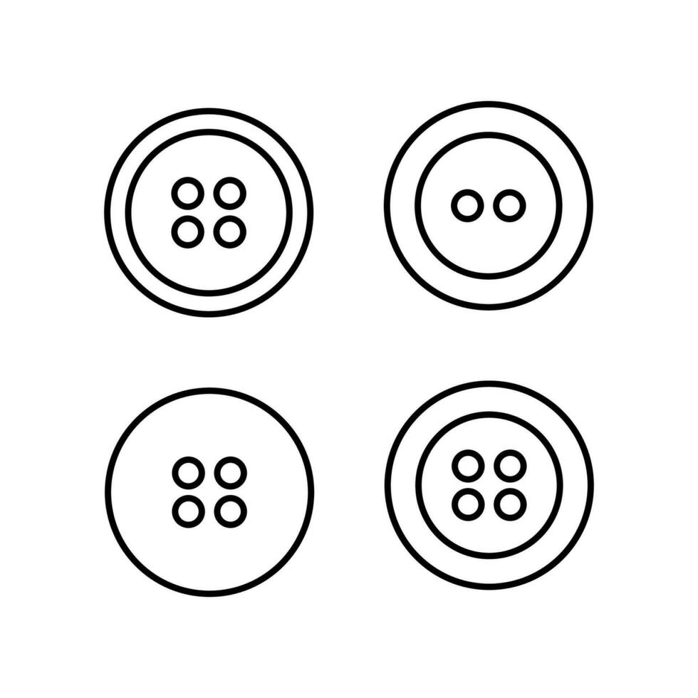 Sewing buttons icons set. Round clothes buttons in line style. Isolated vector illustration.