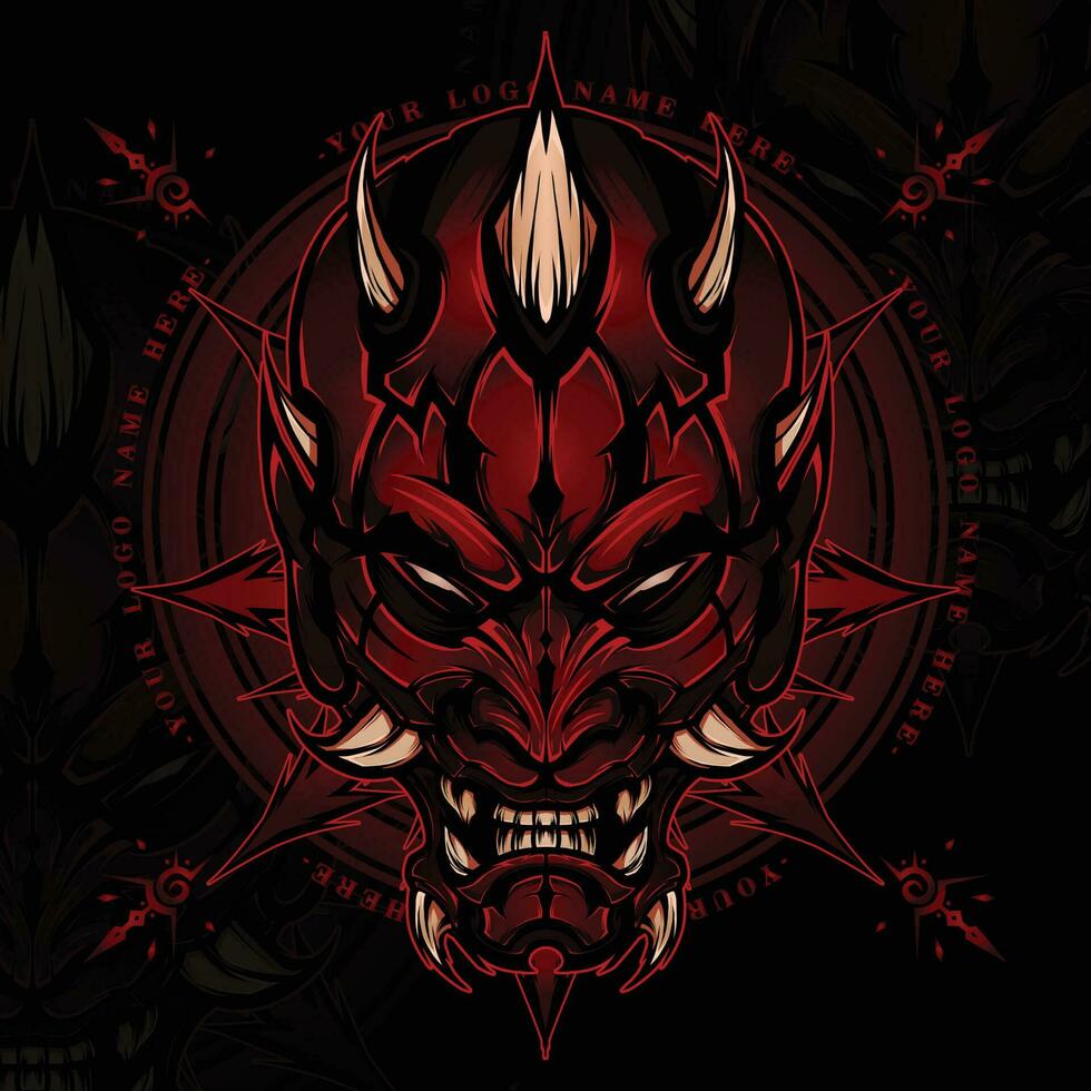 Demon head mascot logo vector illustration