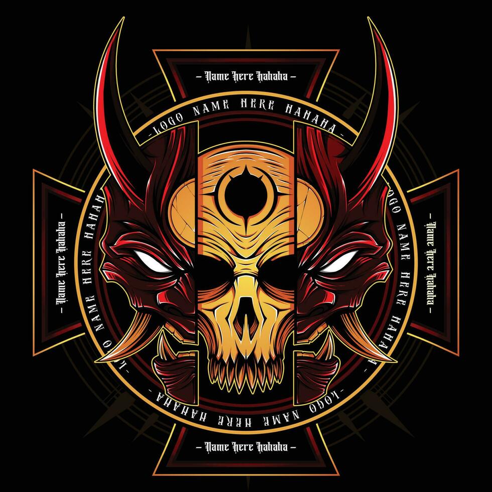 Oni mask logo vector illustration