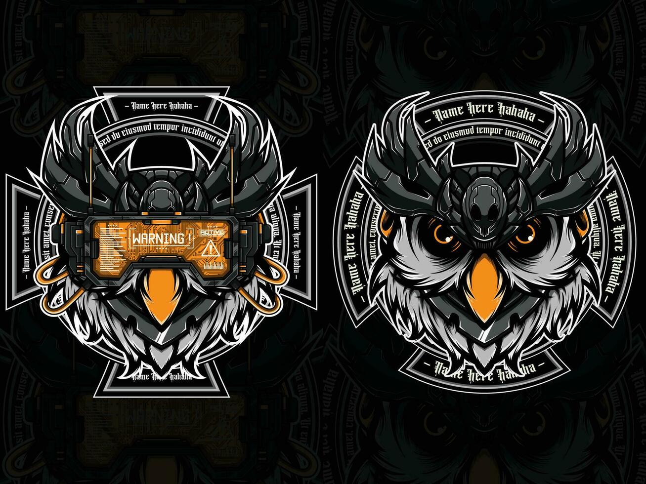 Owl head mascot logo vector illustration