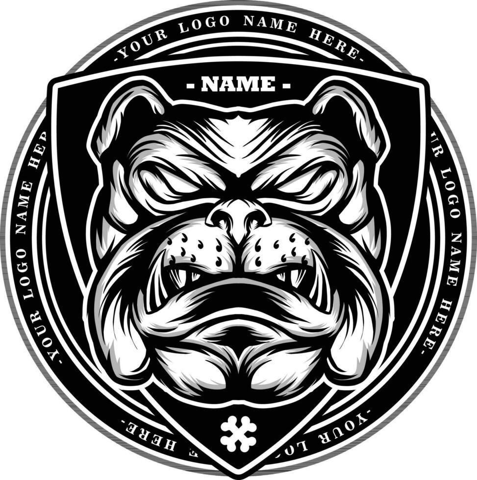 buldog cabeza mascota logo vector ilustración