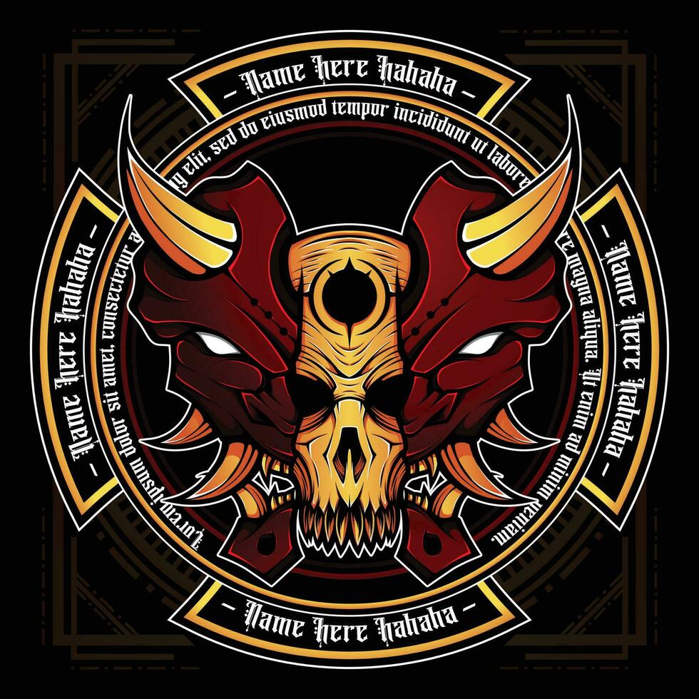 Japanese onimusha mask logo vector illustration