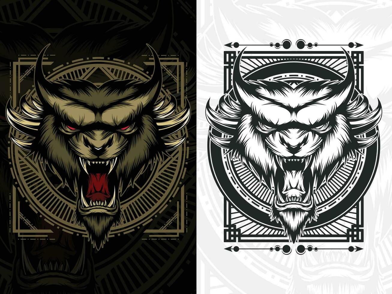 Angry tiger head vector illustration