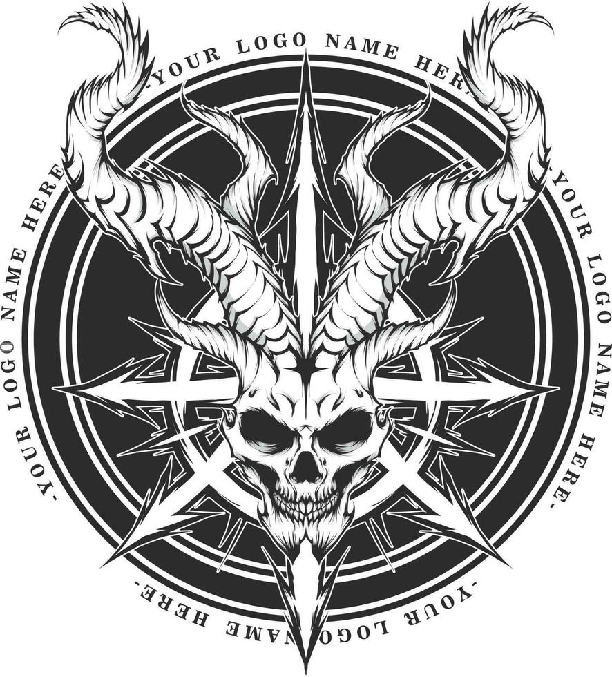 Demon head black and white logo vector