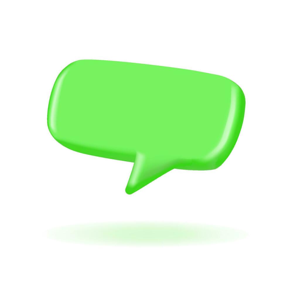 3D neon green retro speech bubble rectangle vector