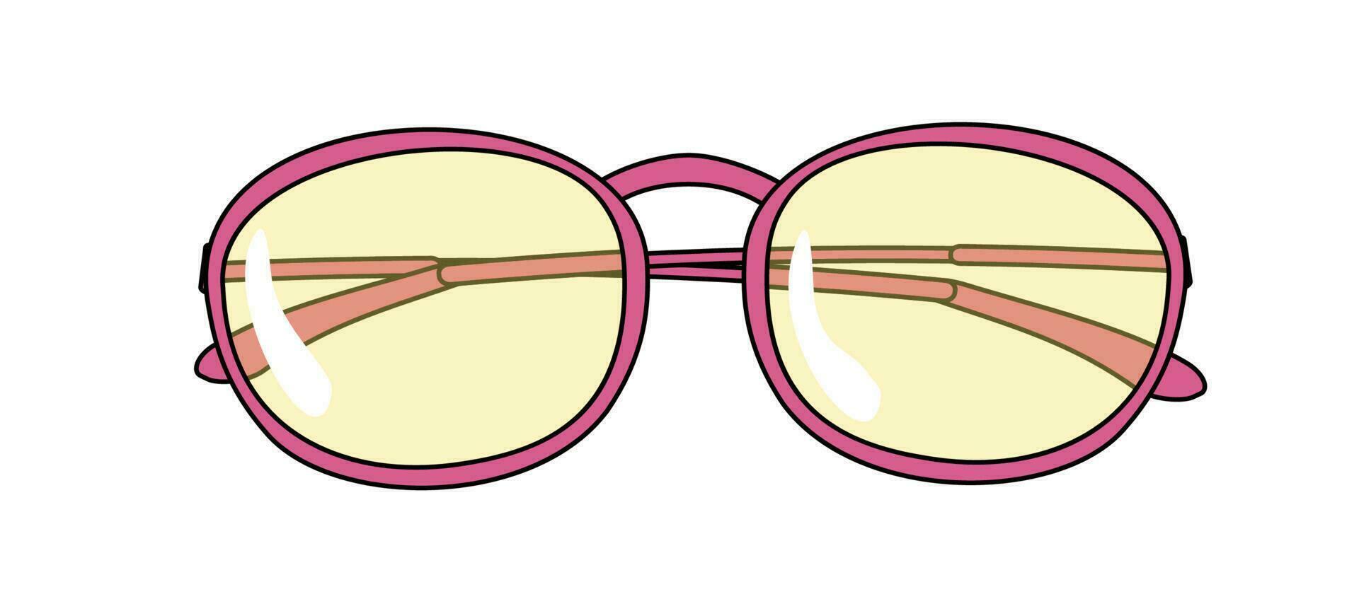 Glasses with oval frame and folded earpieces vector
