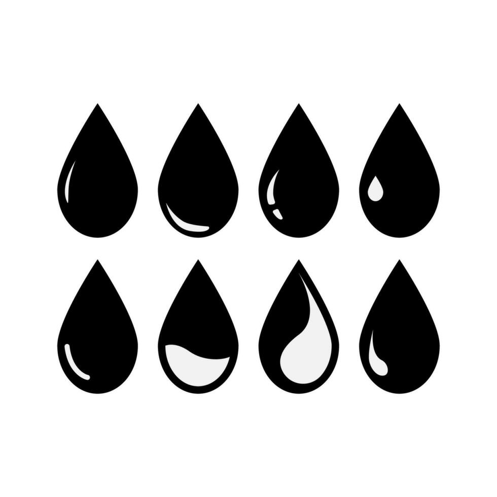 agua conjunto icono. plano diseño ilustración vector. negro aislado en blanco antecedentes vector