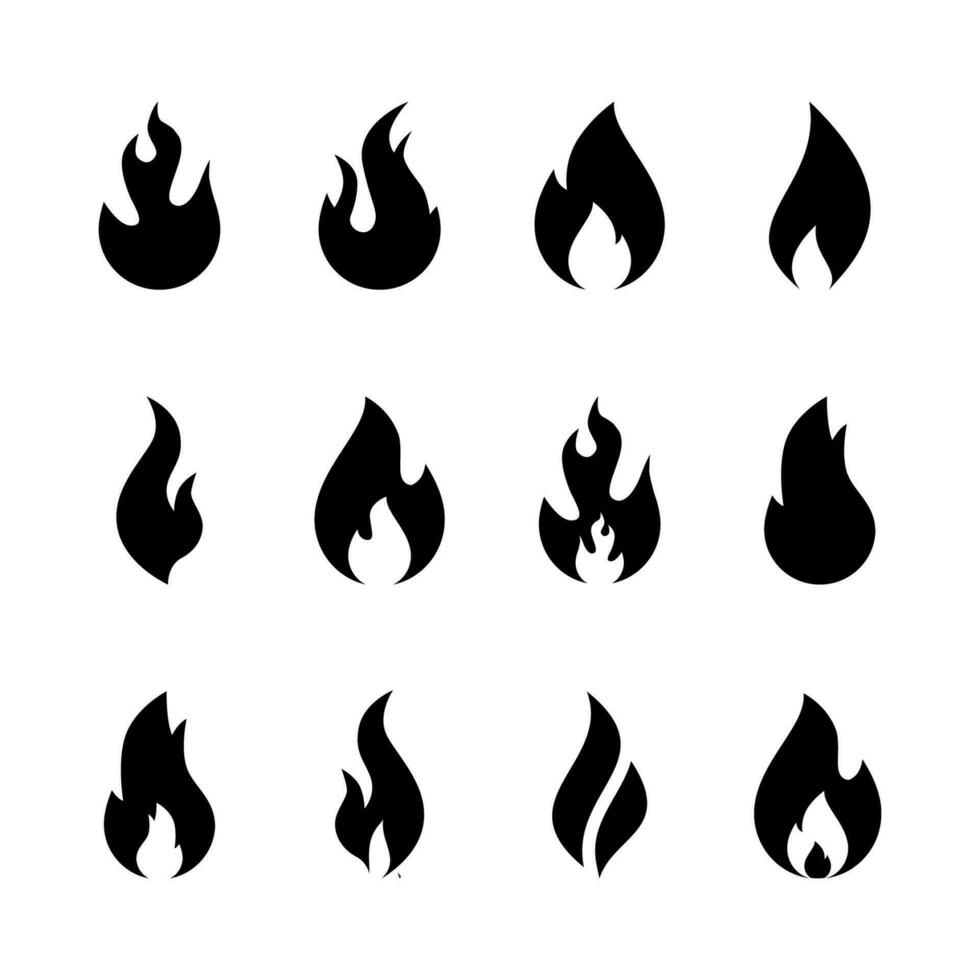 Fire set icon. flat design illustration vector. black isolated on white background vector