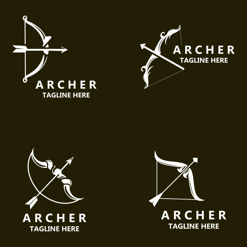 Crossbow logo image archery arrow vector, elegant modern simple icon design template vector