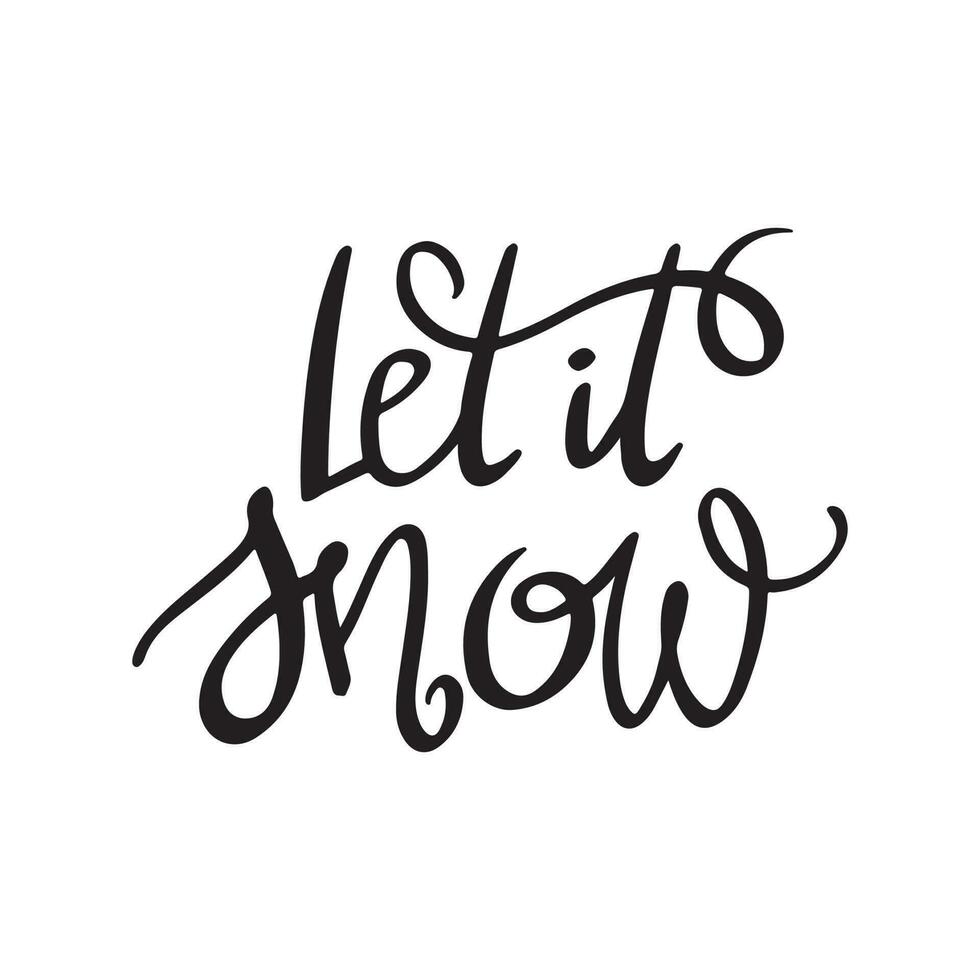 Vector Christmas calligraphy let it snow. Clipart lettering for cards, greetings, wrapping paper, design, and tags.