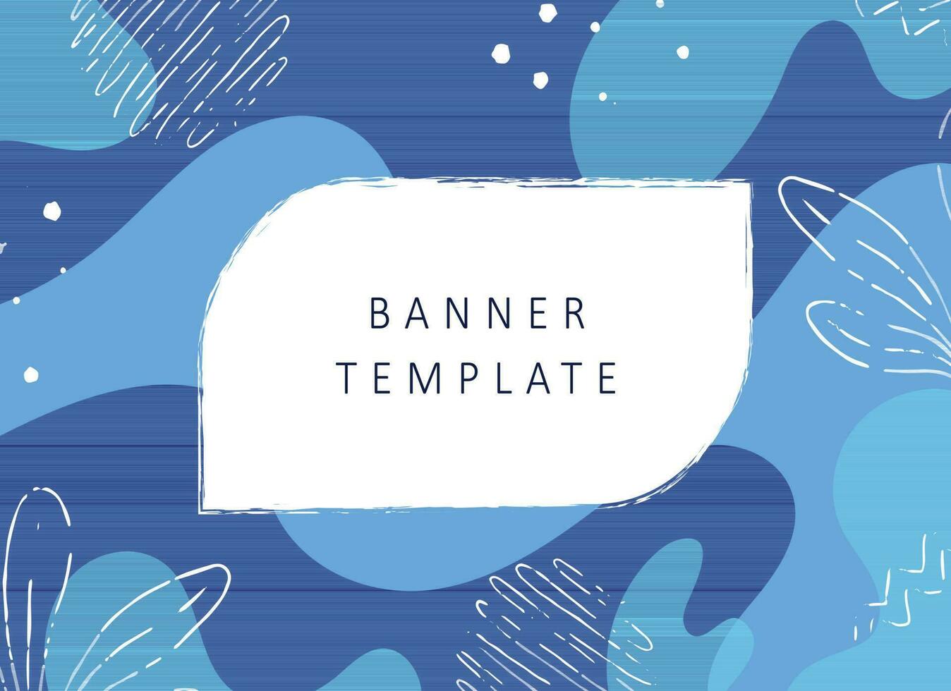 Abstract modern background, blue banner template with smooth waves and handdrawn elements. Suitable for beauty design vector
