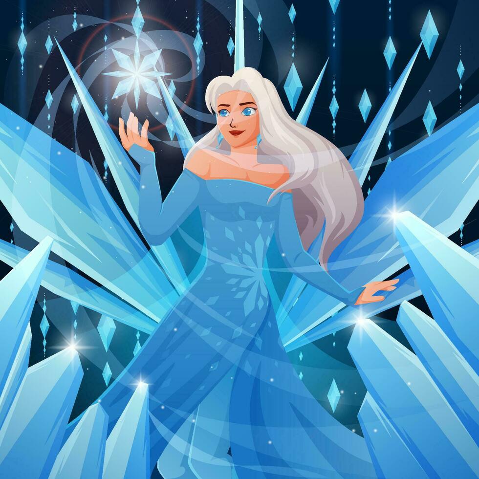 Ice Princess with Blue Dress vector