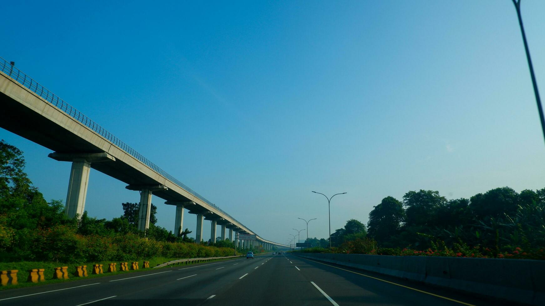 An empty Jakarta inner ring toll road is unusual because the city is normally congested. photo