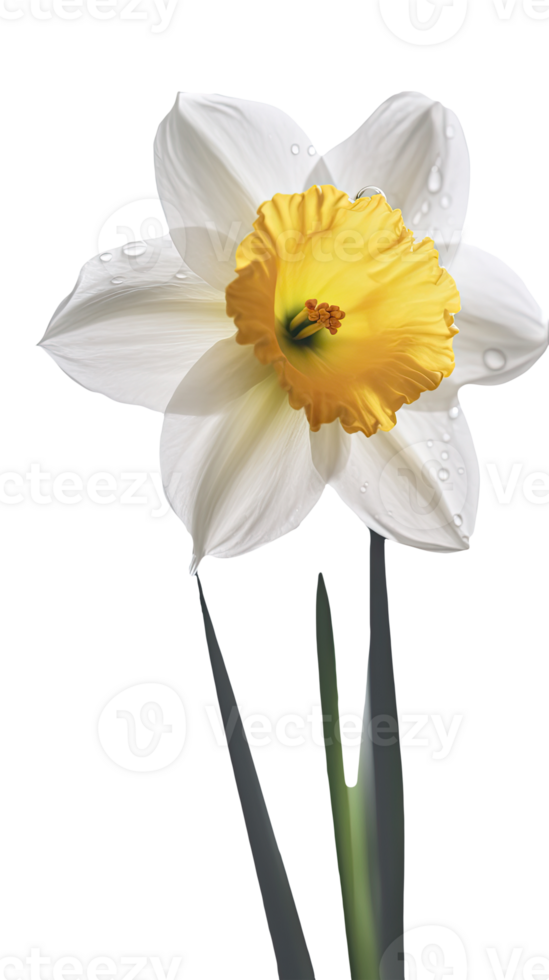 Stunning Image, Water Droplets of Daffodil Flower on Background. . png