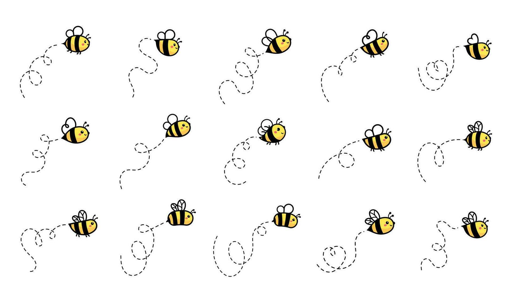 cartoon cute little bee flying on the dotted line to find sweet honey vector