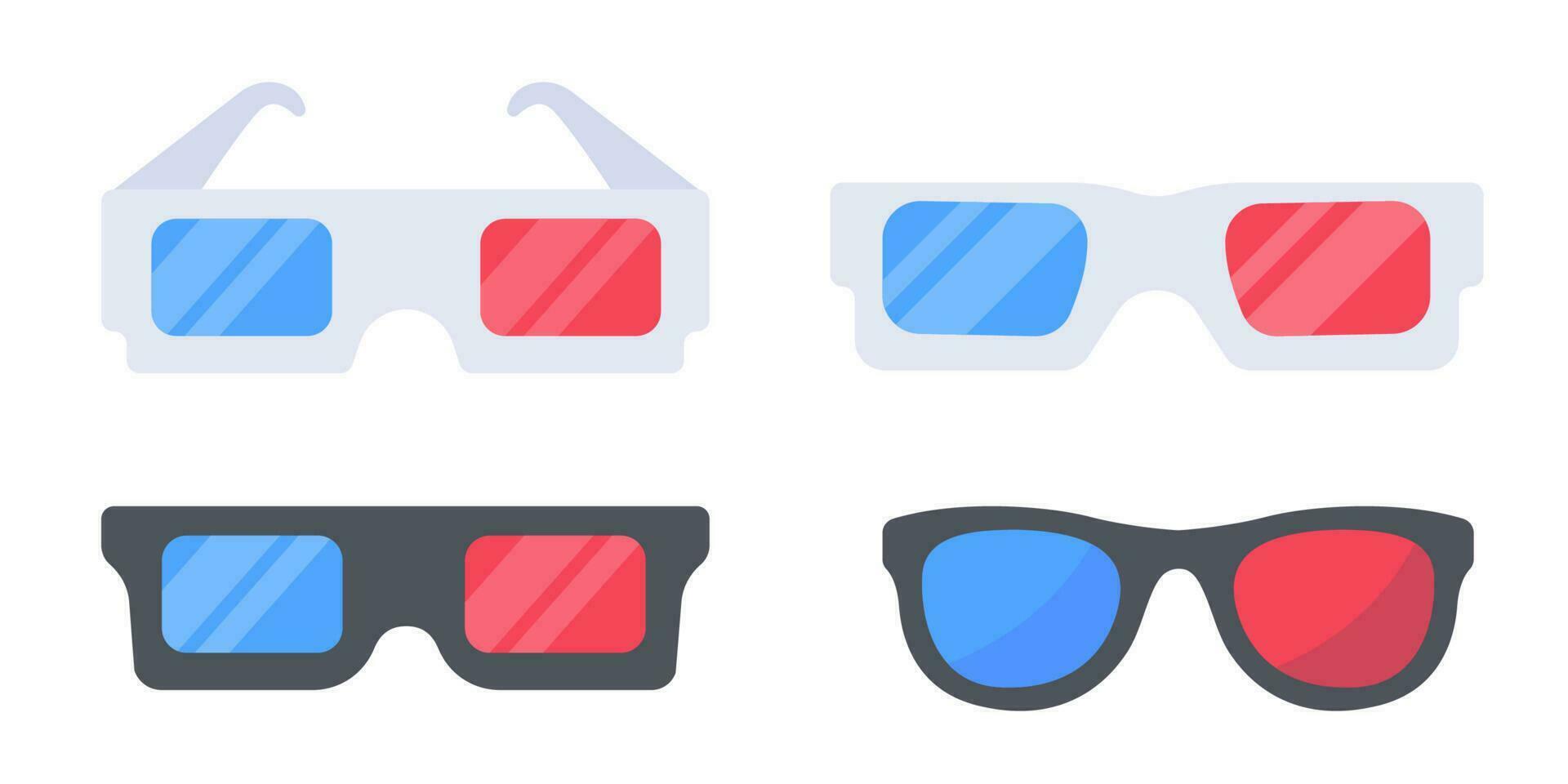 3D glasses with red and blue lenses for watching movies in premium cinemas vector