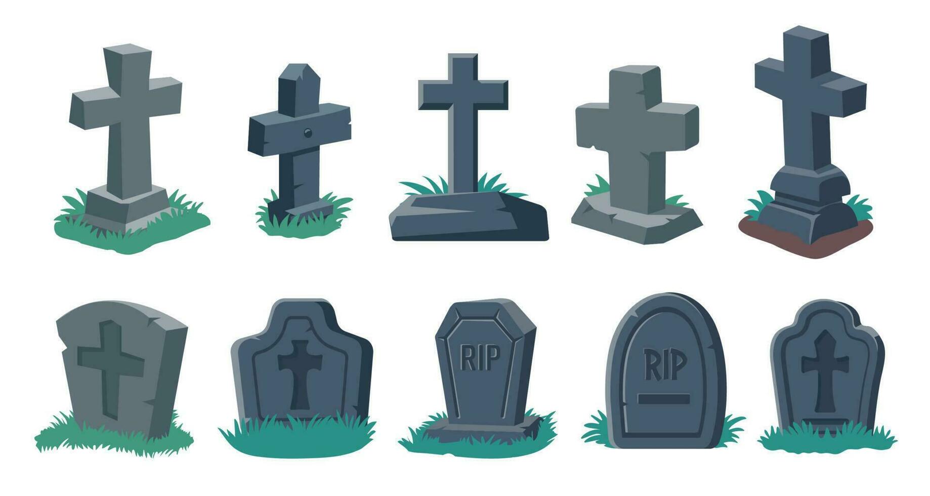 cartoon gravestones of the dead The crucifix on the grave halloween night horror vector