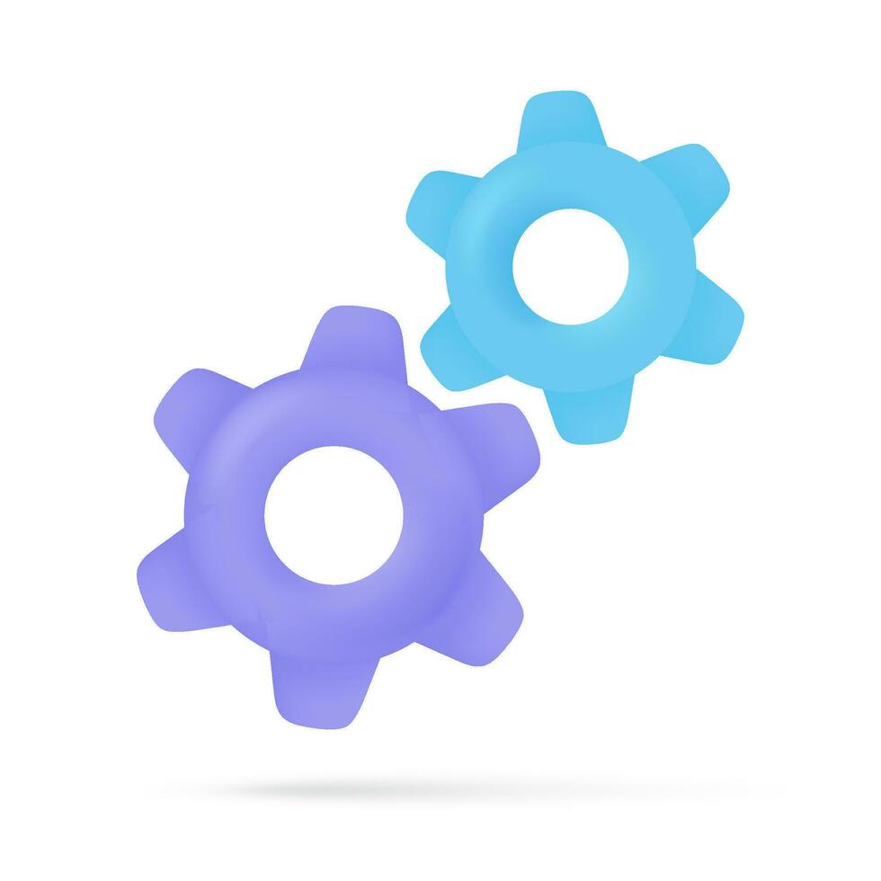 gears on the filter funnel Work process screening concept. 3D Vector Illustration.