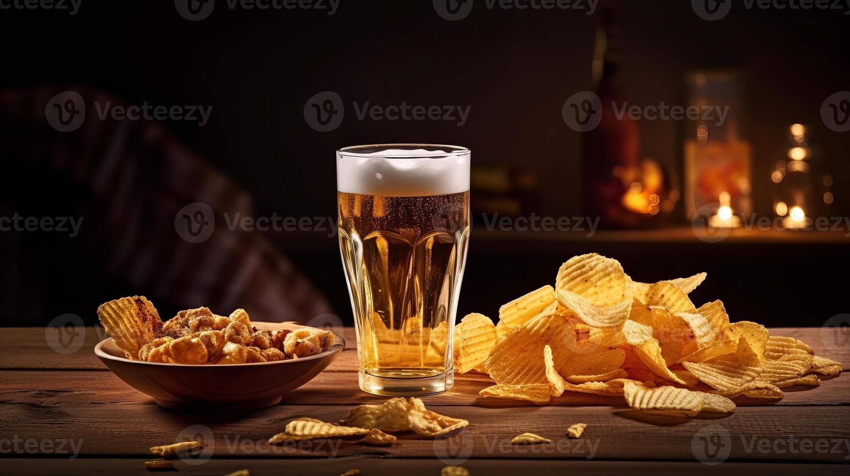A alluring snack of brew and chips. Creative resource, photo