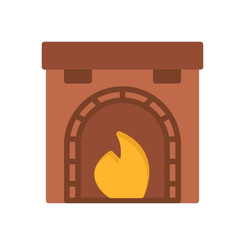 fireplace fire icon flat style vector