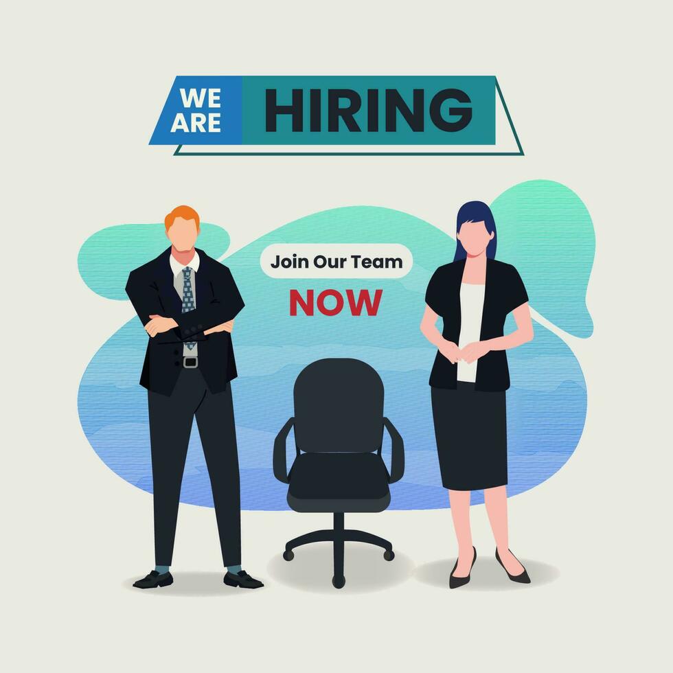 We are hiring, join with our team poster. Business hiring and recruitment vector illustration
