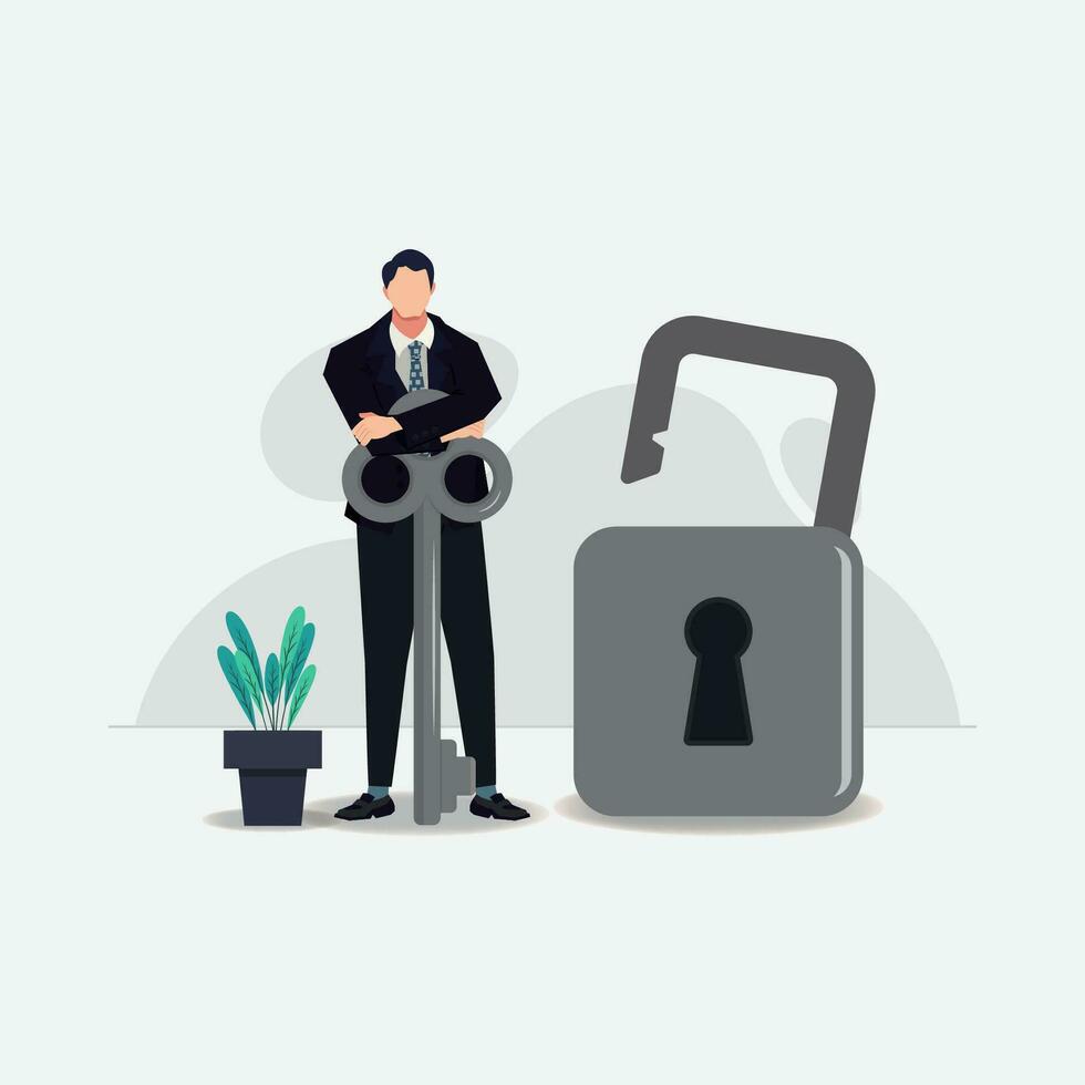 Open business key. New business, partner, job concept design vector illustration