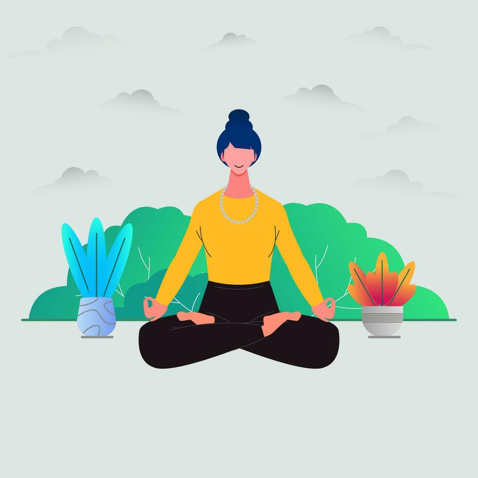 mujer haciendo yoga diseño vector ilustración