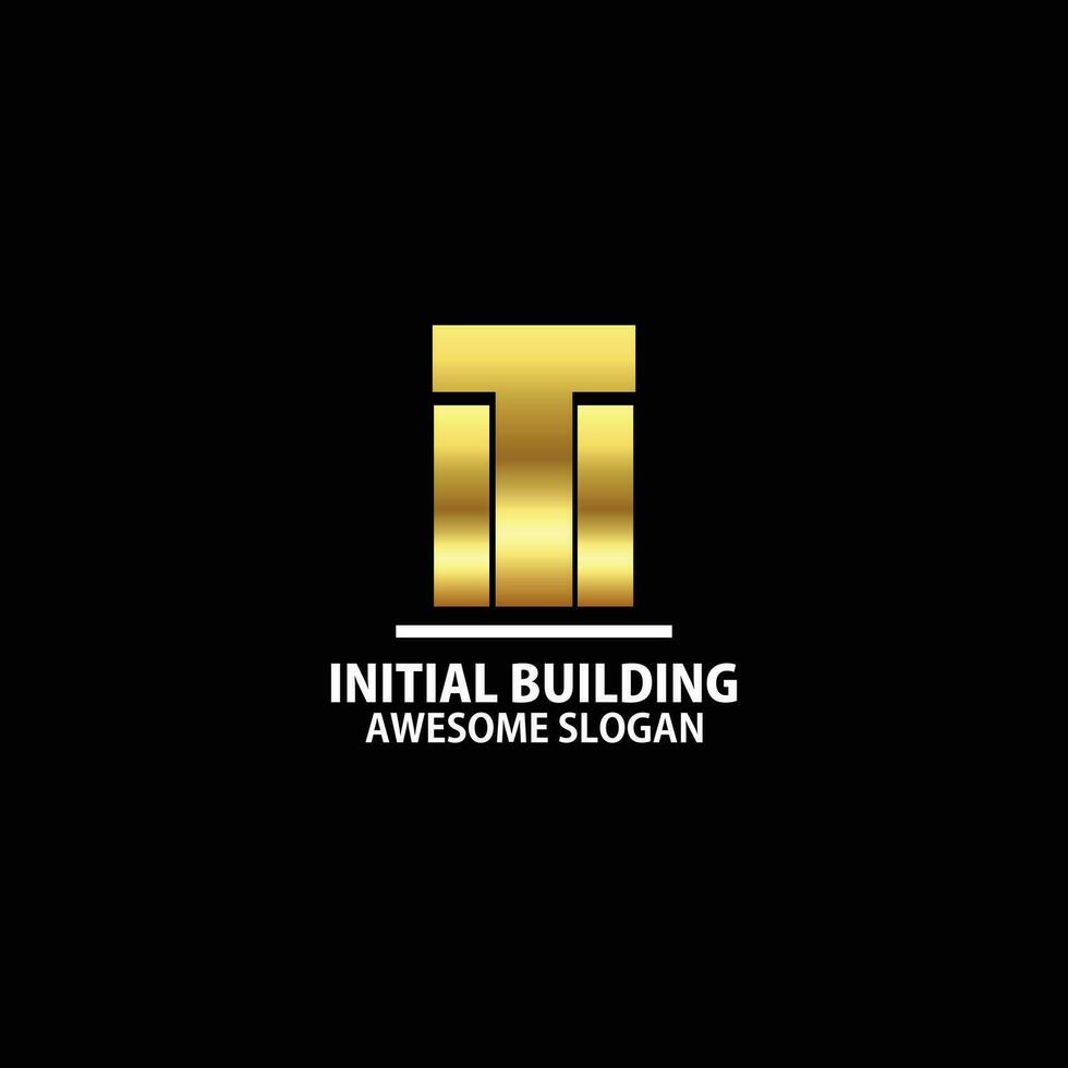 initial i t i with real estate logo design luxury color vector